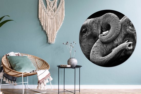 WallCircle - Wandcirkel - Muurcirkel - Olifant - Dier - Slurf - Aluminium - Dibond - 140x140 cm - Binnen en Buiten
