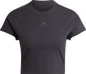 adidas Sportswear Lounge Ribbed Crop T-shirt - Dames - Zwart- S