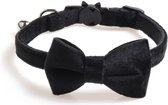 Kattenhalsband met strik Zwart Velvet - Katten halsband - met strik - velvet - zwart - veiligheidssluiting