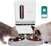 XTUOES Automatische kattenvoerautomaat - slimme huisdierdroogvoerdispenser met 2-weg splitterdispenser - WiFi - App - Voicerecorder