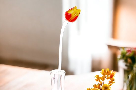 Tulp Rood Geel - Glazen Tulpen - Bloemen - Tulpen van Glas - Roos van Glas - Glazen Bloemen