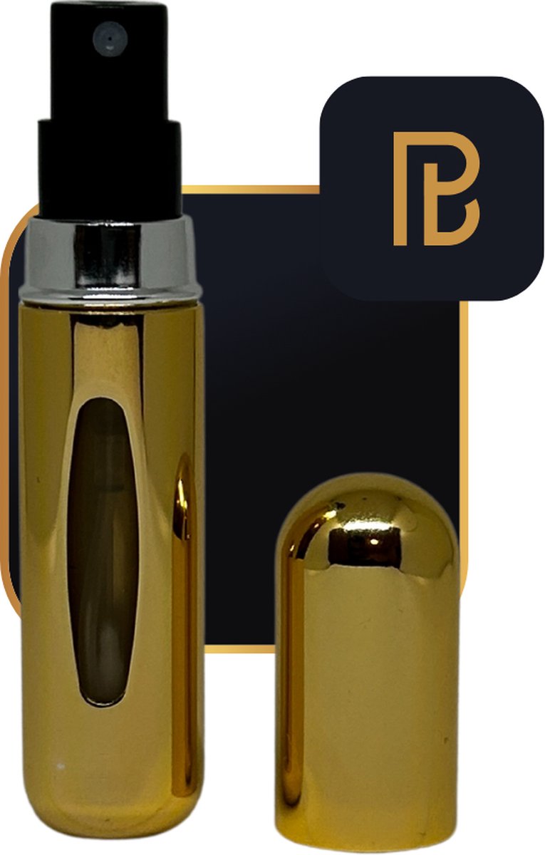 PerfumeBuddy - The Mini Buddy® - VALENTIJNSDEAL - Parfum Verstuiver - 5ML - Navulbaar - Reisflesje - Mini Parfum Flesje - Goud