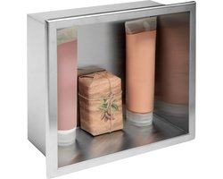 Rea - Badkamer Inbouwnis - Geborsteld Staal - 10X30X30Cm