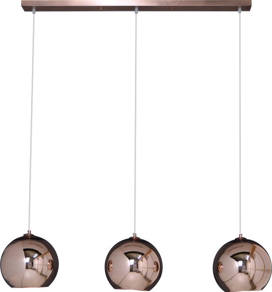 Hanglamp Globe 3 lichts | Ø 110 cm | verstelbaar tot 150 cm | koper | eetkamer / woonkamer | modern design | sfeerverlichting