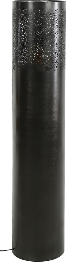 Vloerlamp Cilinder zwart nikkel | Ø 25 cm | 120 cm hoog | 1 lichts | industrieel design | woonkamer / kantoor | metaal | staande lamp