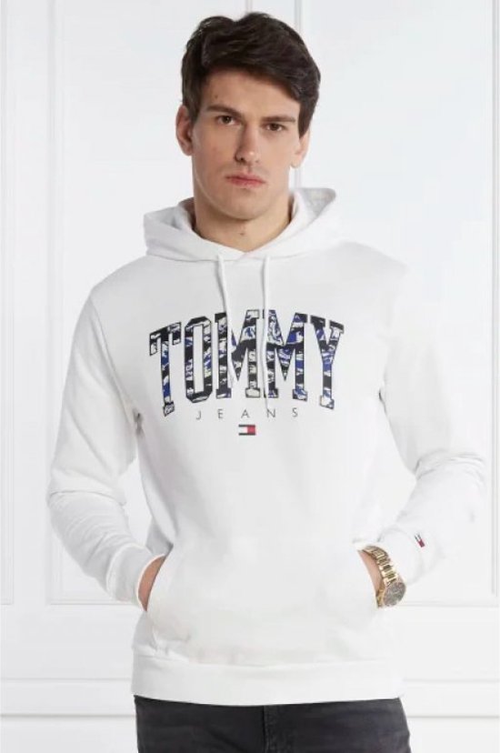 Tommy Jeans logo print - Hoodie - Heren - Wit - Maat L