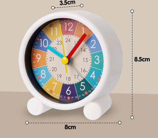 TENOCK Analoge Kinderwekker, Kinderwekker Zonder Tikken, Jongens, Kleurrijke Lichtwekker, Instelbaar Volume En Gemakkelijk Afleesbare Tijd, Voor Jongenskamerdecoratie (Roze