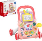 Playos® - Looptrainer en Activiteitenbord - Roze - met Geluid - Magnetisch Tekenbord - Educatief Babyspeelgoed - Loopwagen - Leren Lopen - Baby Walker - Looptrainer