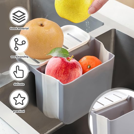 Guanan Hangende afdruipmand, hangmand, sponshouder, badkamerorganizer, keukenspoelbak, sponshouder, spoelbak, zeepspons (beige