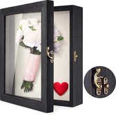 Grande boîte à ombres Fleurs , cadre de vitrine avec porte-fenêtre en verre, cadre photo, bouquet de mariage, souvenirs, médailles, photos, boîte à souvenirs pour souvenirs