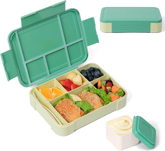 Lunchcontainers voor kinderen, lekvrije broodtrommel | lunchbox met 3 compartimenten | voedselopslagcontainers met 3 afneembare compartimenten | broodtrommelcontainers voor dames en heren