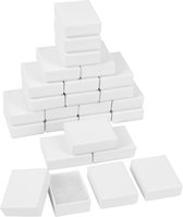 Belle Vous Witte Hobby Karton Papieren Sieraden Doosjes (25 Pak) – L5,7 x B4,5 x H2,1 cm – Katoen Gevulde Sieraden Doos Set – Ketting, Oorbellen, Armbanden & Ringen