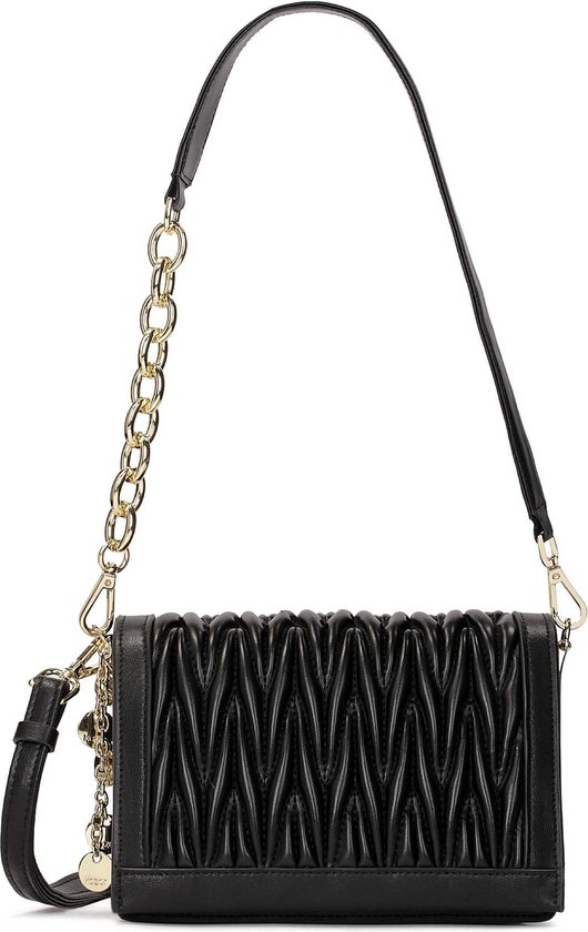 Black handbag decorated with a crease