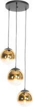 QAZQA pallon - Art Deco Hanglamp eettafel - 3 lichts - Ø 45 cm - Zwart Goud - Woonkamer | Slaapkamer | Keuken