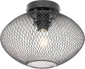 QAZQA molly - Industriele Plafondlamp - 1 lichts - Ø 300 mm - Zwart - Industrieel - Woonkamer | Slaapkamer | Keuken