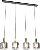 QAZQA zuzanna - Design Hanglamp eettafel voor boven de eettafel | in eetkamer - 4 lichts - L 120 cm - Zwart Goud - Woonkamer | Slaapkamer | Keuken