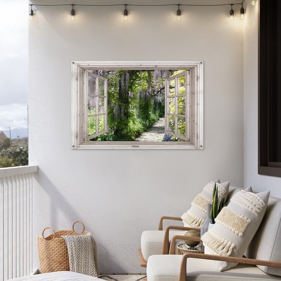 Affiche de jardin Wisteria - Fleurs - Transparentes - Arbre - Printemps - 120x80 cm - Toile de jardin