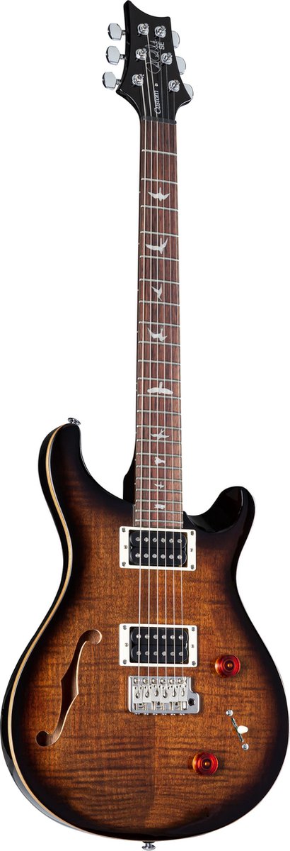 PRS SE Custom 22 Semi-Hollow Black Gold Burst - Elektrische gitaar