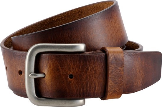 LINDENMANN leren heren riem - cognac - Maat: 100