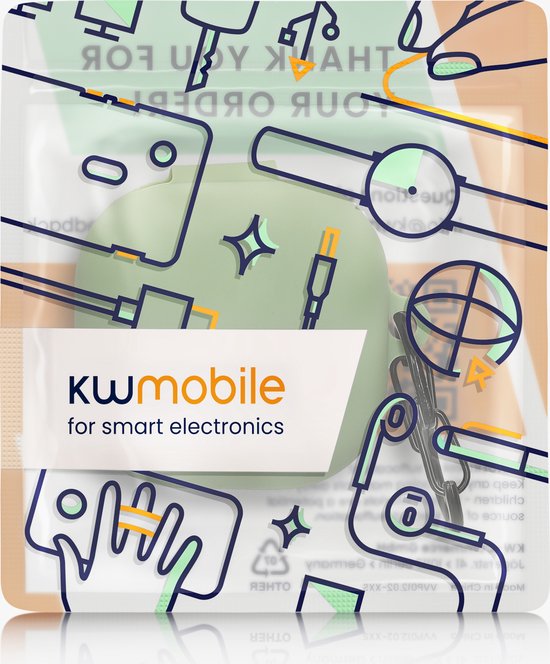 Verpakking voor kwmobile oordopjes accessoires met illustraties.