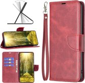 Samsung Galaxy S24 Hoesje - MobyDefend Wallet Book Case Met Koord - Rood - GSM Hoesje - Telefoonhoesje Geschikt Voor Samsung Galaxy S24