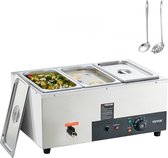 RVS buffetverwarmer voedselverwarmer 1500 W, 3 x 8,8 L buffetcontainers, 176 x 325 x 150 mm Elke verwarmingsplaat te gebruiken, incl. deksel & aftapkraan & droogbrandindicator, voor kantine, café etc.