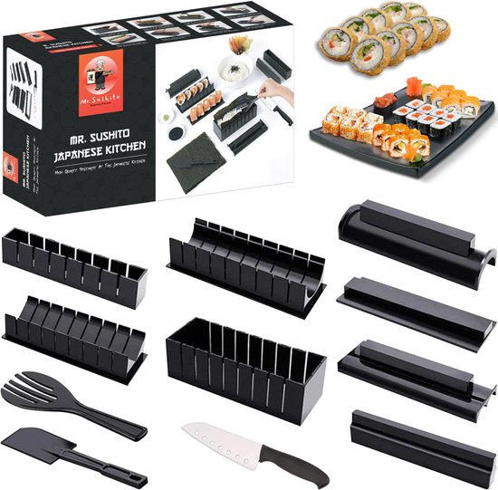 Mr. Sushito 11-Delige Sushi Maker Set - Mr. Sushito All in One Sushi Roller Set - Sushimaker Tool - Doe het zelf - Sushi maken