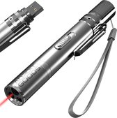 Stylo laser Chats AdroitGoods - Rechargeable par USB - Avec lanière - Jouets pour chat - 7 modes différents - Lumière laser - Acier inoxydable Argent - Pointeur laser