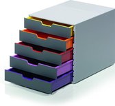 Organiseur de documents - 5 compartiments - Étiquettes - Tiroirs extensibles - Boîte à tiroirs en Papier - Grijs Multicolore - Stenberi