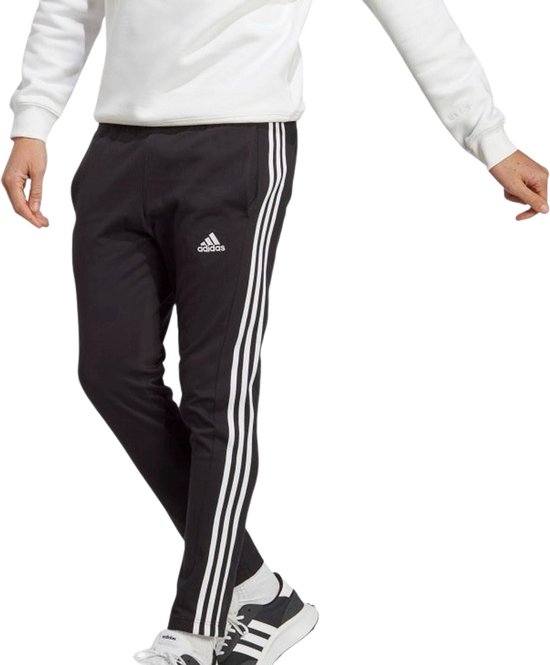 Adidas Sportswear Essentials Single Jersey Tapered Open Hem 3-Stripes Broek - Heren - Zwart