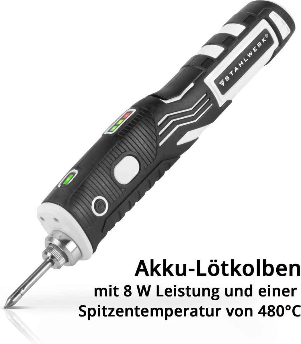 STAHLWERK accu-soldeerbout BLK-8 ST USB-soldeerapparaat | Soldeerstation | Soldeerpistool met 8 Watt vermogen en 480°C piektemperatuur voor solderen en desolderen – foto 3