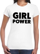 Girl Power tekst t-shirt wit voor dames XL