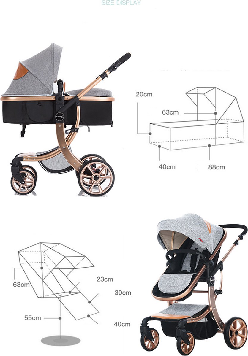 Bellaby Nieuwe Luxe Kinderwagen 2 In 1 Gold