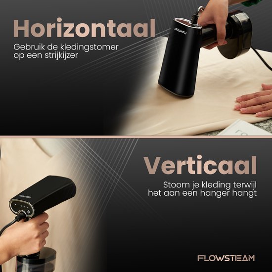 FLOWSTEAM® Luxe Kledingstomer - Handstomer - Stoomapparaat Kleding - Matte Black Editon - FLOWSTEAM