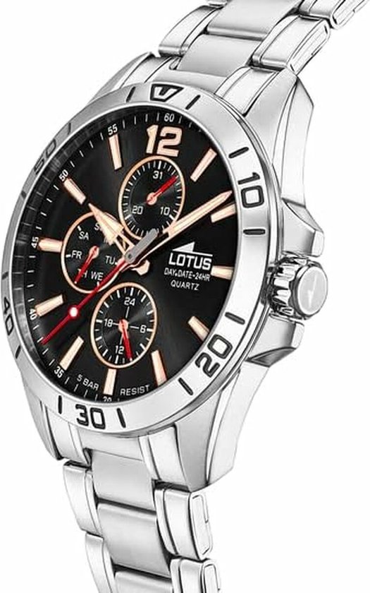 Montre dateur Multifuncion Black - Rose-gold