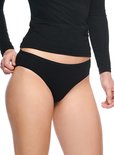 Zwarte slip met een brede elastische tailleband.