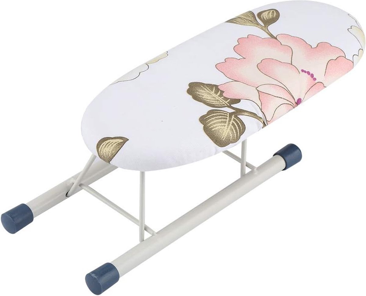 Strijkplank voor op tafel, ruimtebesparende mini-strijkplank met opklapbare poot voor thuisreizen, manchetten, kraagplooien (pioenroos)