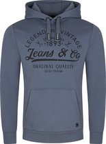 riverso Heren trui RIVArmin regular fit Blauw M Volwassenen Warme Sweater met Vintage Print & Capuchon
