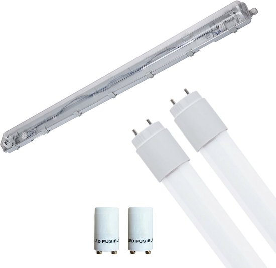 LED Waterdichte TL Armatuur met T8 Buizen - Velvalux Strela - 120cm - Dubbel - Koppelbaar - Waterdicht IP65 - 32W - Natuurlijk Wit 4200K