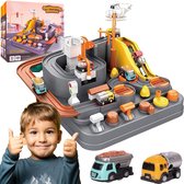 Ariko AutoStad Oranje - Auto Speelgoed met Accessoires - Bouwplaats - Helikopter - Construction City Speelgoed Auto - Mechanische Racebaan