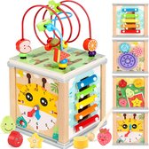 Cube d'activités Montessori 8 en 1 en bois avec plateau empilable et cartes de mots de tri, speelgoed éducatifs pour les tout-petits à partir de 12 mois