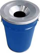 BinBin Silver Flame blue 60 liter prullenbak-afvalbak-vuilnisbak met vlamwerend deksel 14 cm en handvaten. 40x58CM