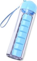 Pillmeds - Waterfles - Met ingebouwde pillendoos - 7 dagen - 500mL - Blauw