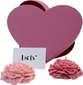 Sparkly Candles | Valentines Box Roses Pink | 100% Natuurlijk & Handgemaakt van Sojawas | Valentijn Cadeau