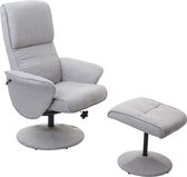 Helsinki relaxfauteuil, verstelbare TV-fauteuil TV-fauteuil met kruk ~ stof/textiel, lichtgrijs