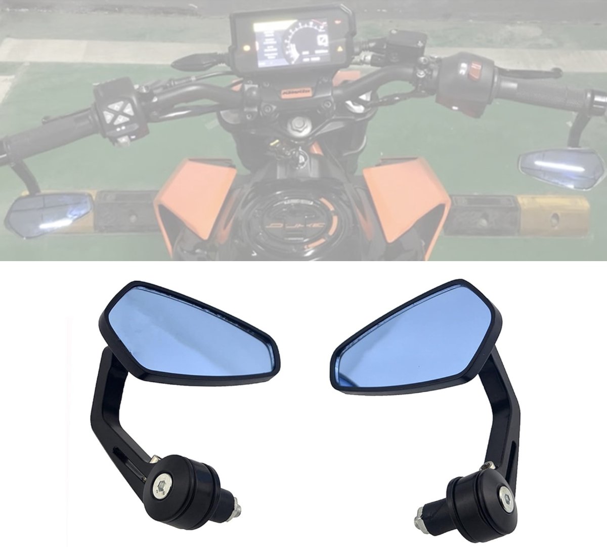 CLVP® Bar End Spiegels - Fietsspiegel - Motor Spiegels- Zwart