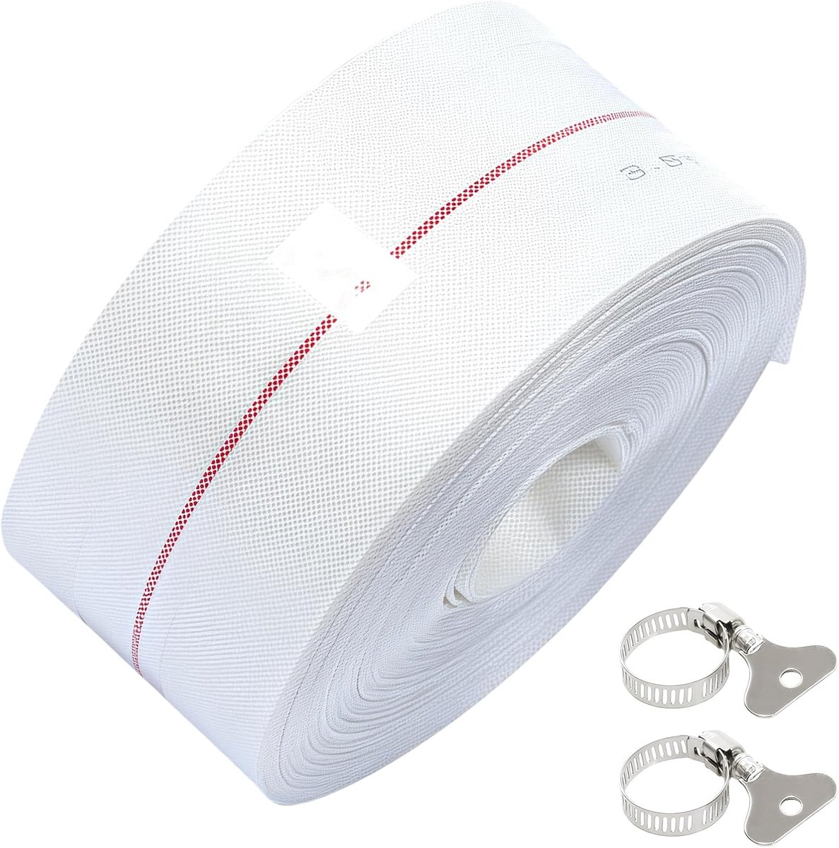 Thijox - Platte Slang 1 1/4 Inch 10m Textielslang - Flexibele Tuinslang met 2 Roestvrijstalen Slangklemmen - Voor Irrigatie, Tuinieren en Landbouw