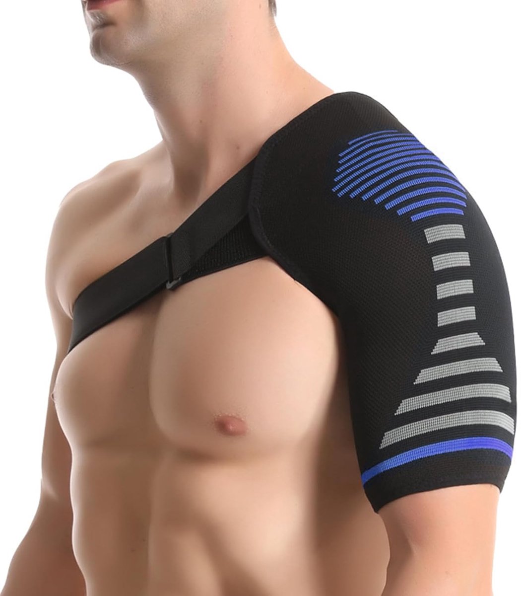 Thijox - Jorun Schouderbrace voor Mannen en Vrouwen - Verstelbare Schoudercompressiemouw voor Pijnverlichting, Gewrichtsontwrichting en Blessures - Bl