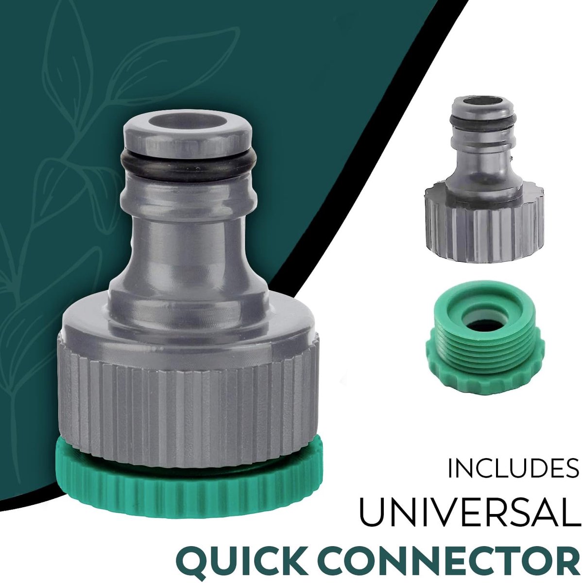 Thijox - Lichtgewicht Tuinslanghaspel 10 m met 7 Verstelbare Spuitmodi - Compacte Mini Slanghaspel voor Tuin, Balkon en Dakterras - Inclusief Snelkopp