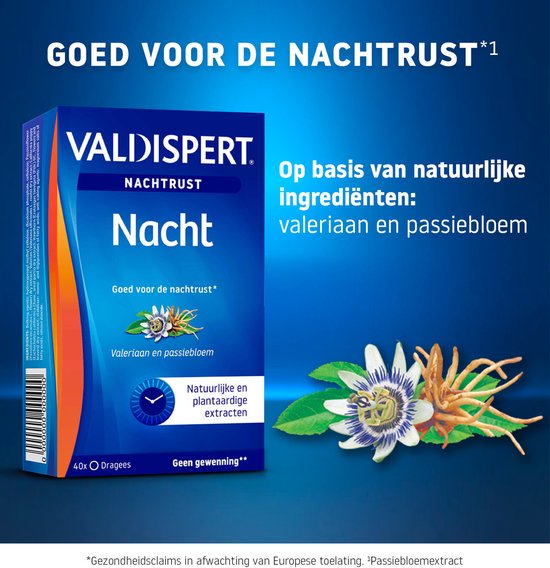 Valdispert Nachtrust: op basis van valeriaan en passiebloem. Natuurlijke en plantaardige extracten.